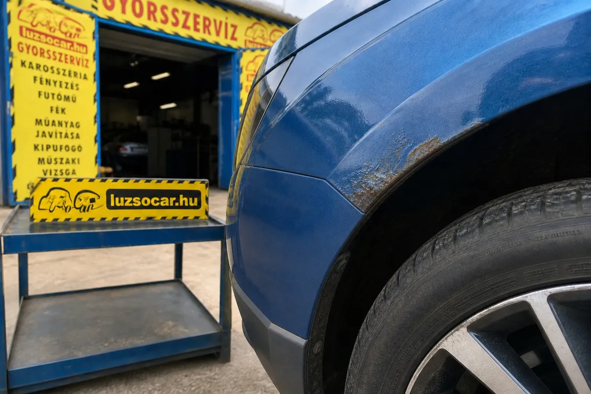 Korrodálódott karosszériaelem közelről